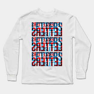 Letters Typography Stack (Cyan Red Black) Long Sleeve T-Shirt